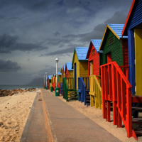 Cabines de plage à Muizenberg, Afrique du Sud