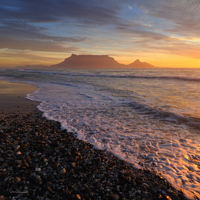 Coucher de soleil sur Table Mountain et Le Cap