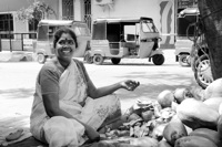 Vendeuse de noix de coco à Pondichéry