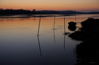 Barque de Loire, dans les lueurs d'un soir d'hiver