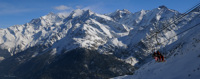 Télésiège de Buche Croisée, aux Contamines, et massif du Mont Blanc